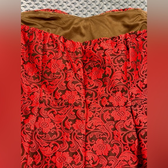 Pink Owl Fit & Flare Strapless Red Mini Party Dress - Picture 9 of 11